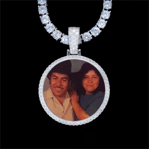 925S & VVS Moissanite 3D Circle Custom Picture Pendant
