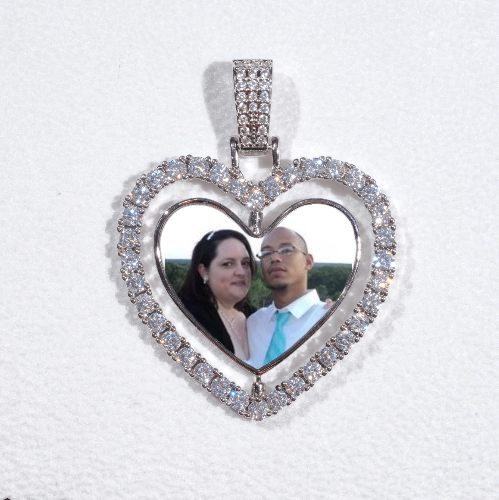 3D Spinning 2-Faced Heart Custom Picture Pendant