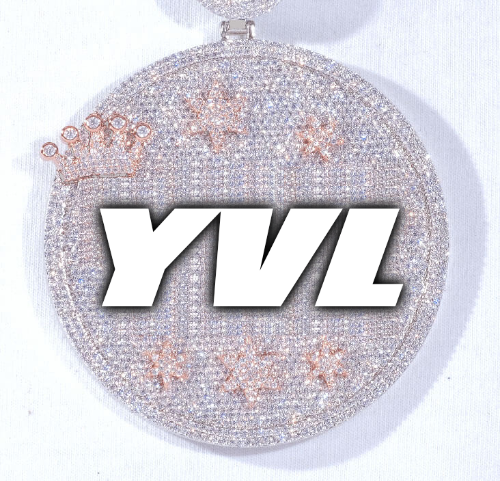 CUSTOM LETTER NECKLACE 3D BIG CROWN DISC