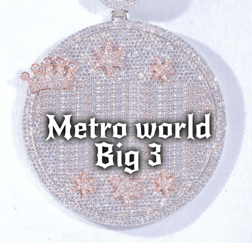 CUSTOM LETTER NECKLACE 3D BIG CROWN DISC