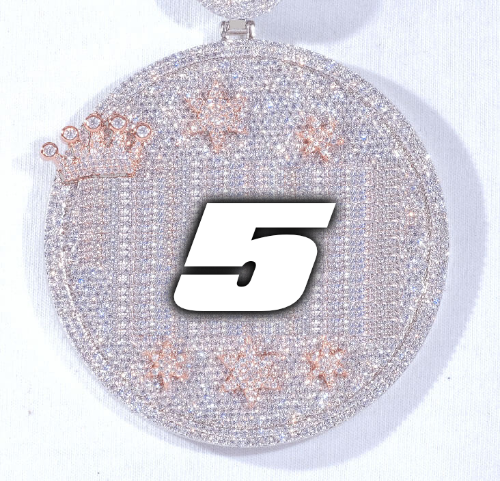 CUSTOM LETTER NECKLACE 3D BIG CROWN DISC