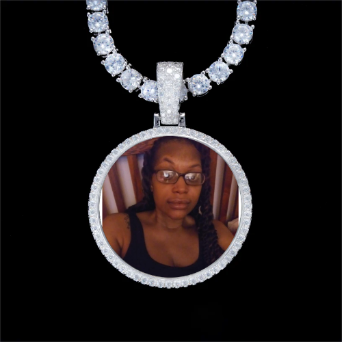 925S & VVS Moissanite 3D Circle Custom Picture Pendant