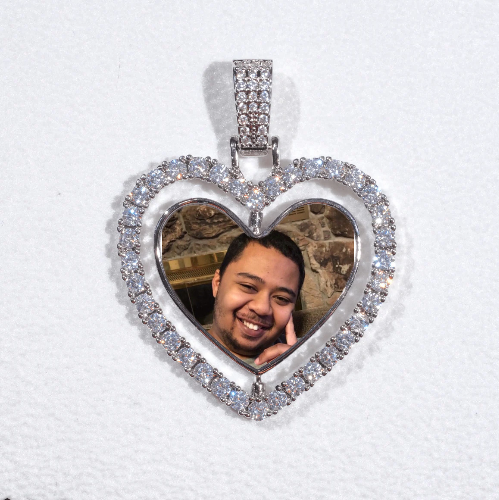3D Spinning 2-Faced Heart Custom Picture Pendant