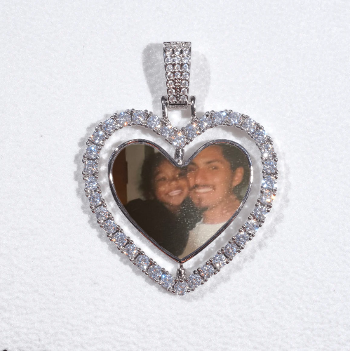 3D Spinning 2-Faced Heart Custom Picture Pendant