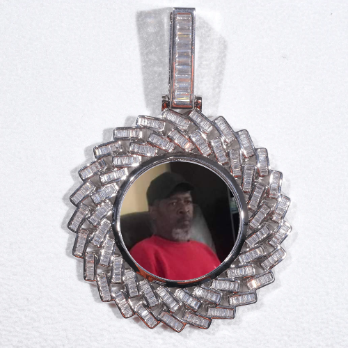 Large 3D Baguette Custom Picture Pendant