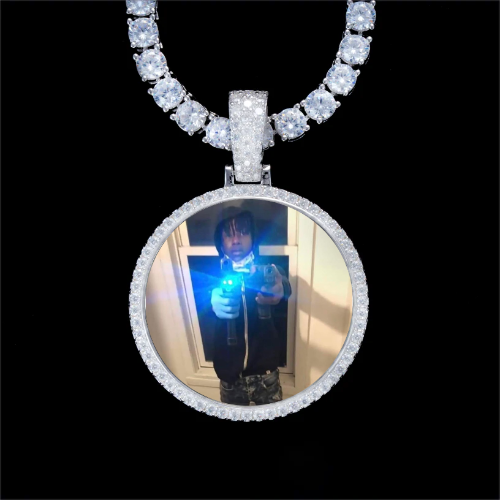925S & VVS Moissanite 3D Circle Custom Picture Pendant