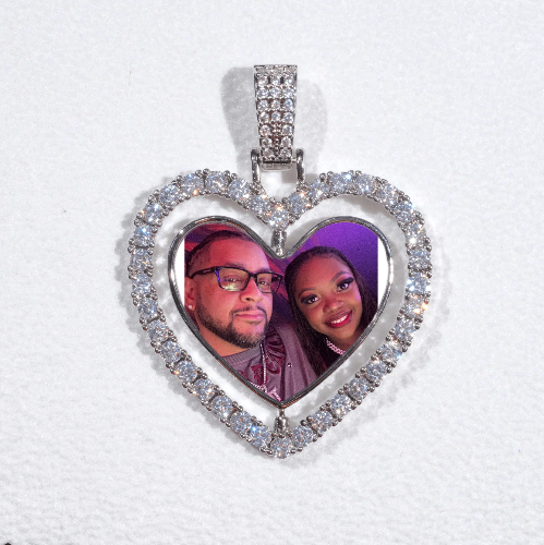 3D Spinning 2-Faced Heart Custom Picture Pendant