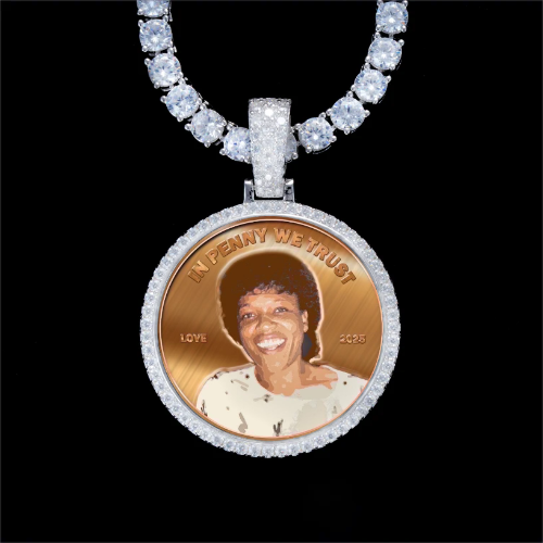 925S & VVS Moissanite 3D Circle Custom Picture Pendant