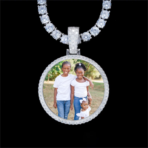 925S & VVS Moissanite 3D Circle Custom Picture Pendant