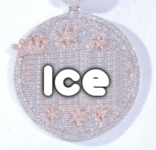CUSTOM LETTER NECKLACE 3D BIG CROWN DISC