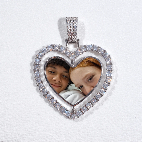 3D Spinning 2-Faced Heart Custom Picture Pendant