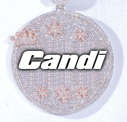 CUSTOM LETTER NECKLACE 3D BIG CROWN DISC