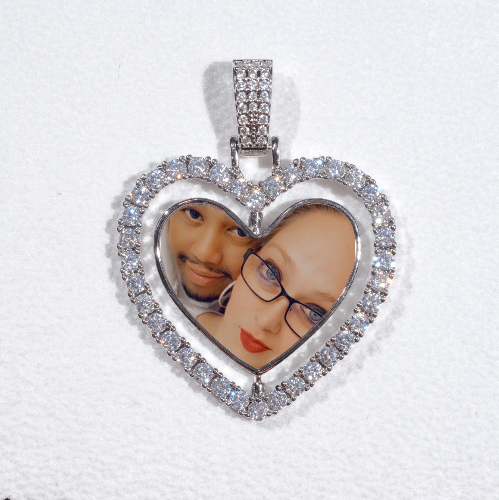 3D Spinning 2-Faced Heart Custom Picture Pendant