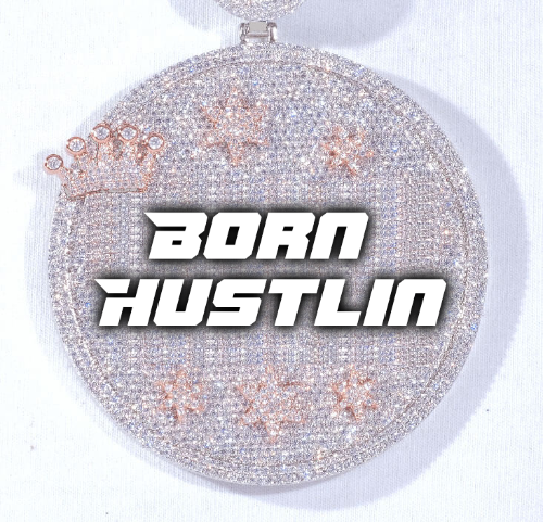CUSTOM LETTER NECKLACE 3D BIG CROWN DISC