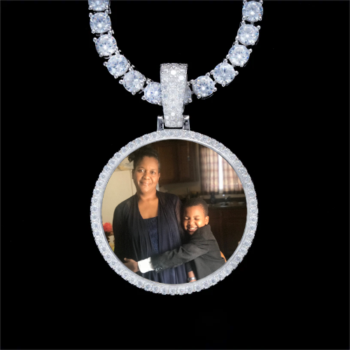 925S & VVS Moissanite 3D Circle Custom Picture Pendant