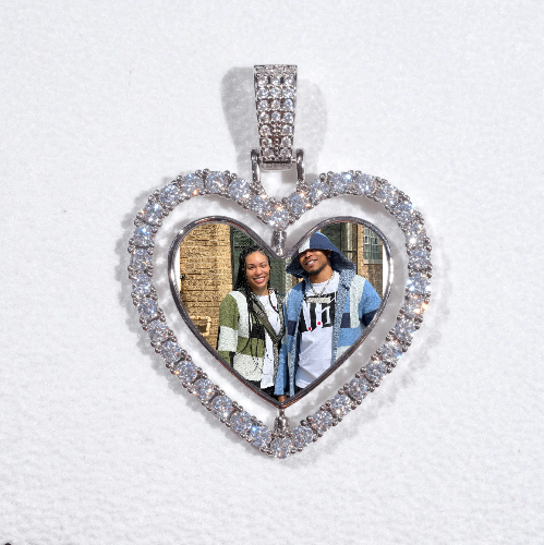 3D Spinning 2-Faced Heart Custom Picture Pendant