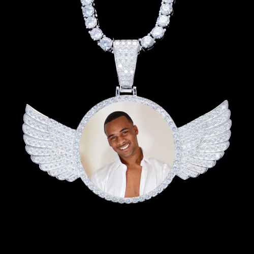 925S & VVS Moissanite 3D Wing Custom Picture Pendant
