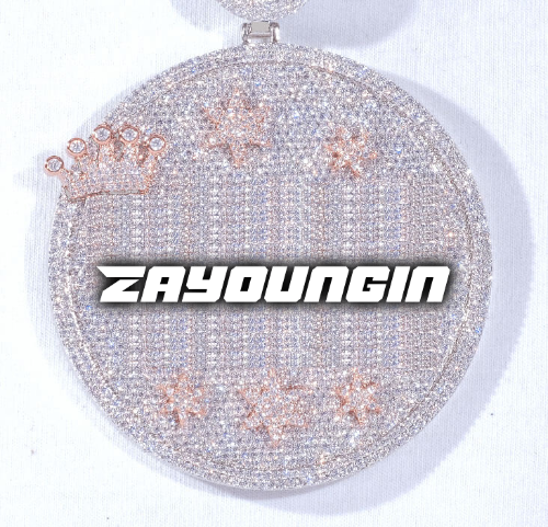 CUSTOM LETTER NECKLACE 3D BIG CROWN DISC