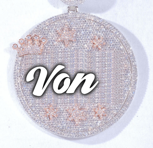 CUSTOM LETTER NECKLACE 3D BIG CROWN DISC