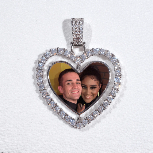 3D Spinning 2-Faced Heart Custom Picture Pendant