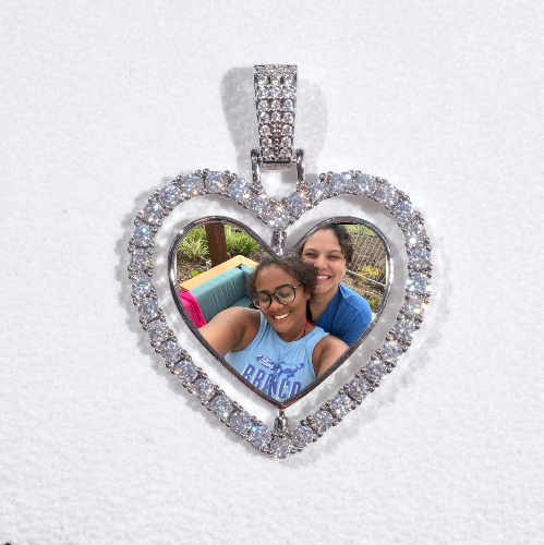 3D Spinning 2-Faced Heart Custom Picture Pendant