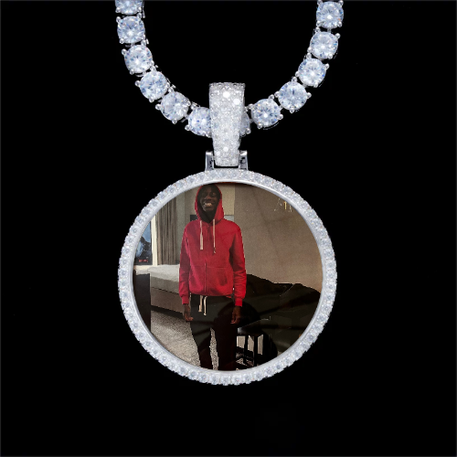 925S & VVS Moissanite 3D Circle Custom Picture Pendant