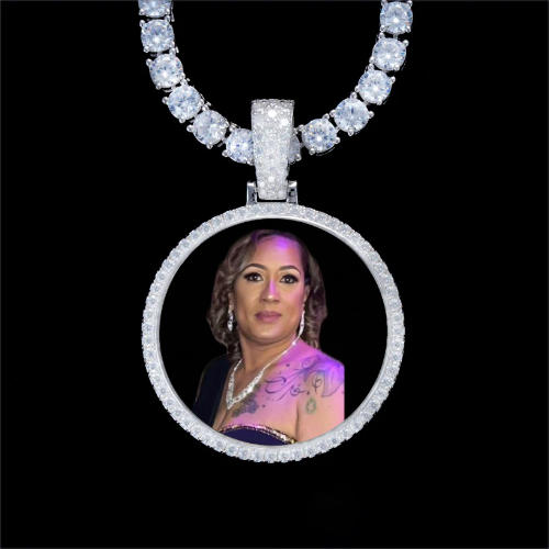 925S & VVS Moissanite 3D Circle Custom Picture Pendant