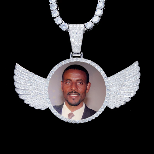 925S & VVS Moissanite 3D Wing Custom Picture Pendant
