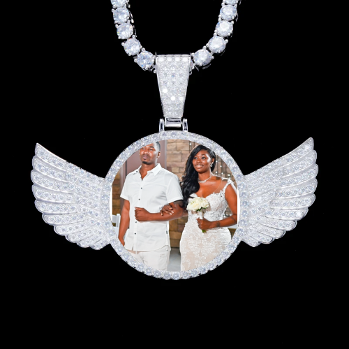 925S & VVS Moissanite 3D Wing Custom Picture Pendant