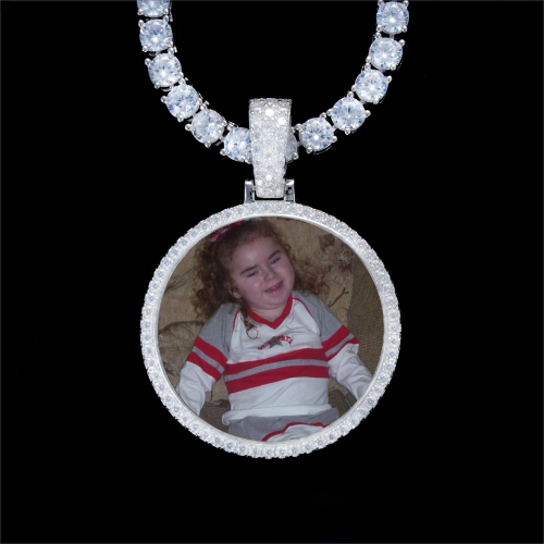 925S & VVS Moissanite 3D Circle Custom Picture Pendant