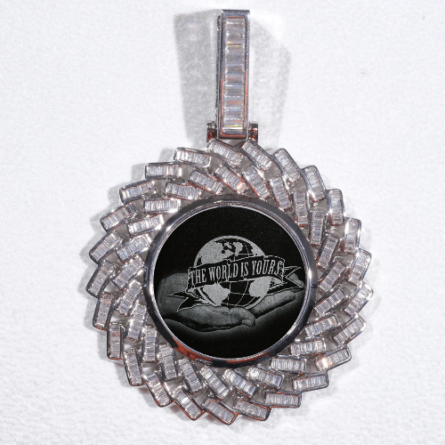 Large 3D Baguette Custom Picture Pendant
