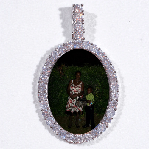 Large 3D Oval Custom Picture Pendant
