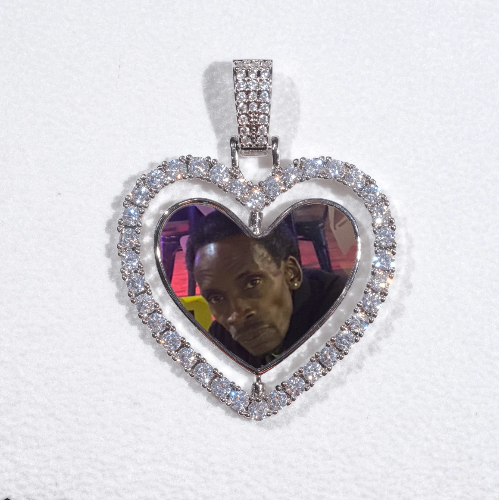 3D Spinning 2-Faced Heart Custom Picture Pendant