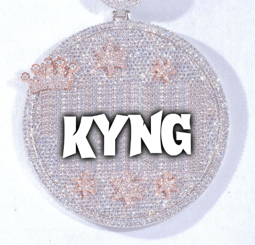 CUSTOM LETTER NECKLACE 3D BIG CROWN DISC