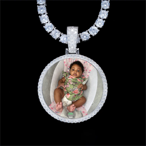 925S & VVS Moissanite 3D Circle Custom Picture Pendant