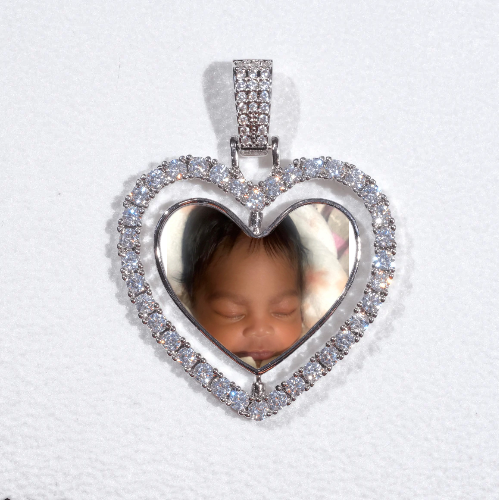 3D Spinning 2-Faced Heart Custom Picture Pendant