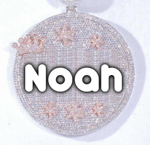 CUSTOM LETTER NECKLACE 3D BIG CROWN DISC