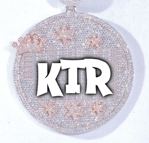 CUSTOM LETTER NECKLACE 3D BIG CROWN DISC