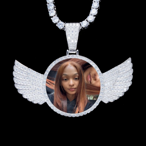925S & VVS Moissanite 3D Wing Custom Picture Pendant