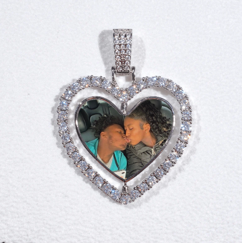 3D Spinning 2-Faced Heart Custom Picture Pendant
