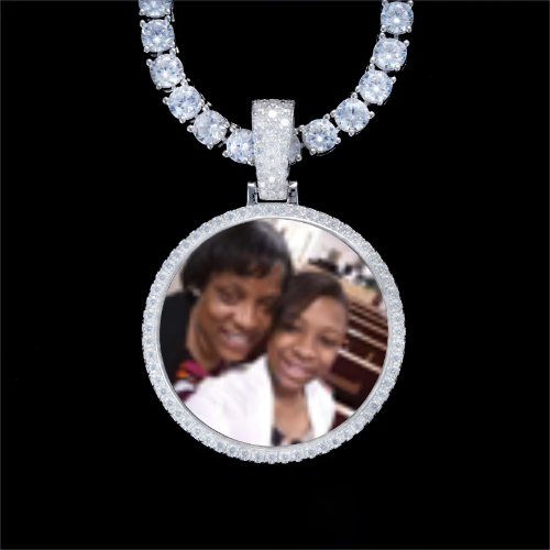 925S & VVS Moissanite 3D Circle Custom Picture Pendant