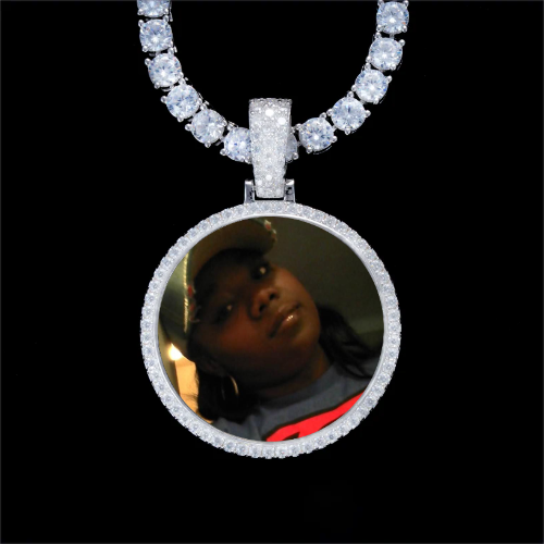 925S & VVS Moissanite 3D Circle Custom Picture Pendant