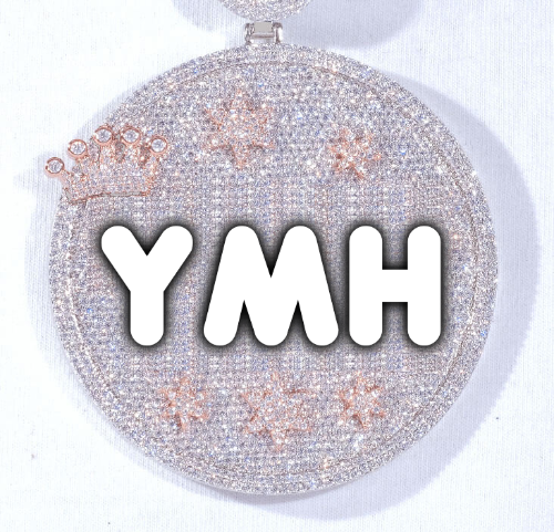 CUSTOM LETTER NECKLACE 3D BIG CROWN DISC