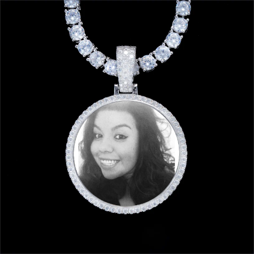 925S & VVS Moissanite 3D Circle Custom Picture Pendant