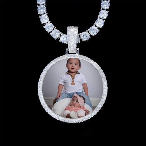 925S & VVS Moissanite 3D Circle Custom Picture Pendant