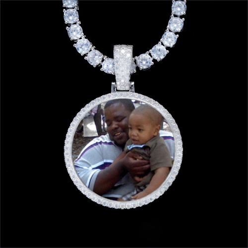 925S & VVS Moissanite 3D Circle Custom Picture Pendant
