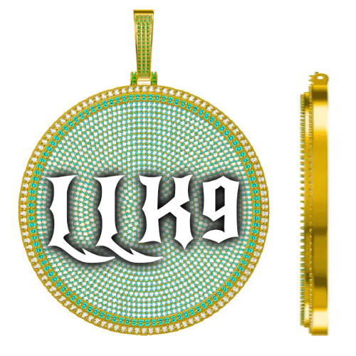 CUSTOM LETTER NECKLACE 3D BIG DISC