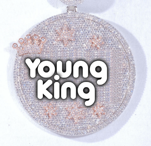 CUSTOM LETTER NECKLACE 3D BIG CROWN DISC