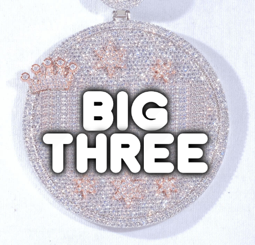 CUSTOM LETTER NECKLACE 3D BIG CROWN DISC