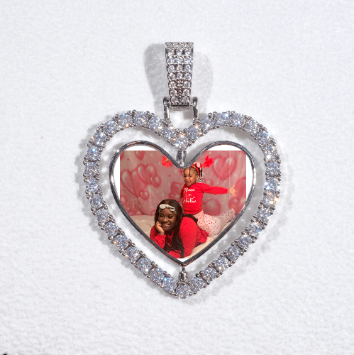 3D Spinning 2-Faced Heart Custom Picture Pendant